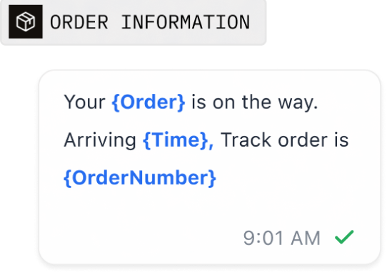 A template with variables moving through review to approved