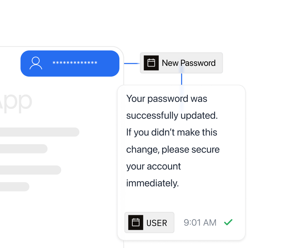 A new sign-up event producing a welcome message that returns the user to the next setup step